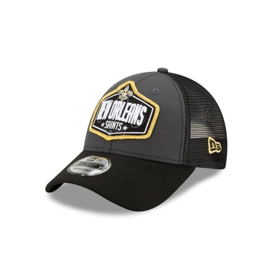 Grey New Orleans Saints Hat - New Era NFL NFL Draft 9FORTY Adjustable Caps USA5670812